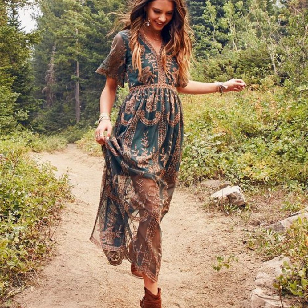 COPY - new altar'd state catania embroidered maxi dress s